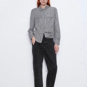 ZARA Houndstooth button down shirt
